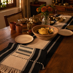 Black & White Tribal Naga Backstrap-Woven Runner, The Gathered Table. Handmade in India by House of Taraasha.