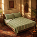 Sanganer Hand Block-Printed Cotton Bedsheet, Fern & Ivory, The Linen Room. Handmade in India by House of Taraasha.