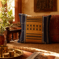 Naga Tribal Backstrap-Woven Mustard and Black Cushion Cover, The Living Room. Handmade in India by House of Taraasha.