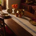 Madur Blue Handwoven Grass Table Runner, The Gathered Table. Handmade in India by House of Taraasha.