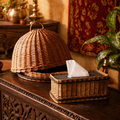 Kashmir Willow Cloche Platter & Tissue Box, The Wicker House. Handmade in India by House of Taraasha.