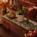 Cotton Canvas Runner Aqua Green, The Gathered Table. Handmade in India by House of Taraasha.