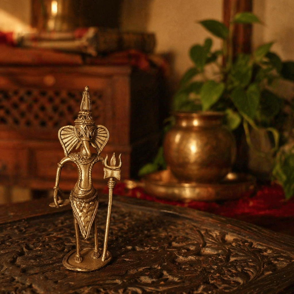 Dhokra Ganesha Bastar Lost-Wax Brass, Tribal Stories. Handmade in India by House of Taraasha.