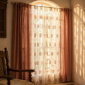 Royal Courtyards Dusty Pink & Off-White Woven-Sheer Set of Four, The Draped Window. Handmade in India by House of Taraasha.