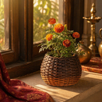 Indigo Ombre Kashmiri Willow Wicker Planters, The Art Wall. Handmade in India by House of Taraasha.