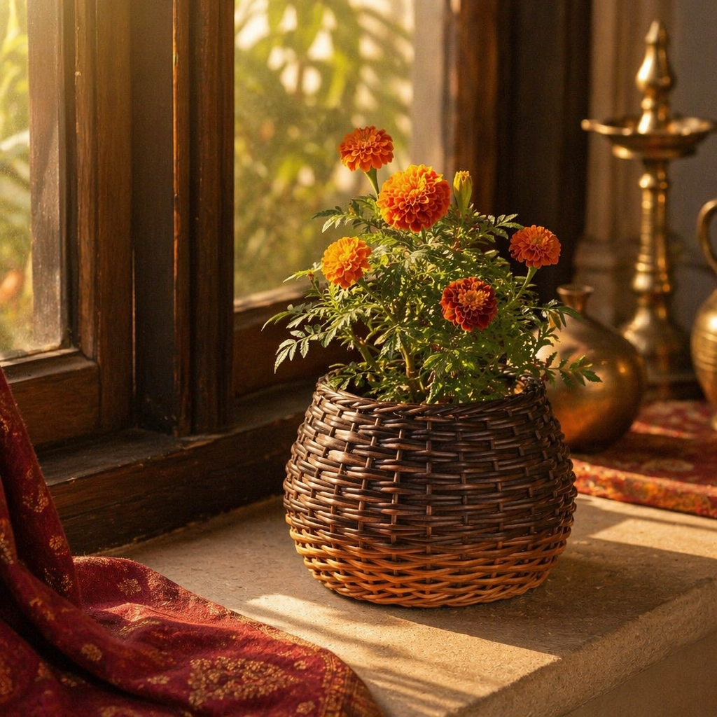 Indigo Ombre Kashmiri Willow Wicker Planters, The Art Wall. Handmade in India by House of Taraasha.