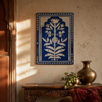 Persian Blue Lippan Wall Hanging Jodhpur Motif, The Art Wall. Handmade in India by House of Taraasha.