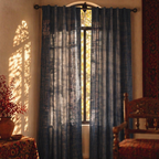 Handwoven Blue Striped Border Cotton Door Curtain, The Draped Window. Handmade in India by House of Taraasha.