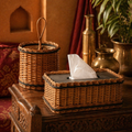 Kashmir Willow Tissue Box & Cutlery Caddy, The Wicker House. Handmade in India by House of Taraasha.