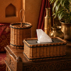 Kashmir Willow Tissue Box & Cutlery Caddy, The Wicker House. Handmade in India by House of Taraasha.