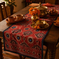 Ajrakh Red Block-Printed Cotton Table Runner, The Gathered Table. Handmade in India by House of Taraasha.
