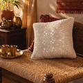 White Crochet Handmade Cotton Cushion Cover, The Living Room. Handmade in India by House of Taraasha.