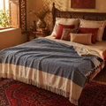 Chevron Blue Handwoven Pure Cotton Throw, The Linen Room. Handmade in India by House of Taraasha.