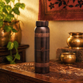 Kanjeevaram Etched Antique Pure Copper Water Bottle, The Brass Atelier. Handmade in India by House of Taraasha.