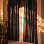 Chintz Assorted Set Maroon, Navy and Ivory Cotton Curtains, The Draped Window. Handmade in India by House of Taraasha.