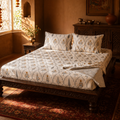 Cypress Yellow Hand-Printed Floral Bedsheet, The Linen Room. Handmade in India by House of Taraasha.