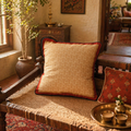 Chintz Ivory, Maroon and Navy Blue Cushion Cover, The Living Room. Handmade in India by House of Taraasha.