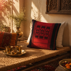 Naga Tribal Backstrap-Woven Red and Black Cushion Cover, The Living Room. Handmade in India by House of Taraasha.