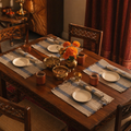 Madur Blue Handwoven Grass Table Mats, The Gathered Table. Handmade in India by House of Taraasha.