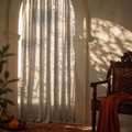 Charcoal Stripe Handwoven Semi-Blackout Cotton Curtain, The Draped Window. Handmade in India by House of Taraasha.