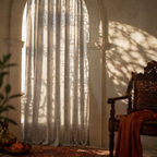 Charcoal Stripe Handwoven Semi-Blackout Cotton Curtain, The Draped Window. Handmade in India by House of Taraasha.