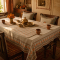 Green & Dusty Pink Floral Cotton Tablecloth & Mat Set, The Gathered Table. Handmade in India by House of Taraasha.