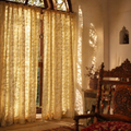 Pear Green Karhuwa Cutwork Door Curtain, The Draped Window. Handmade in India by House of Taraasha.