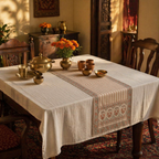 Royal Pink Pure Cotton Floral Table Runner, The Gathered Table. Handmade in India by House of Taraasha.