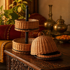 Kashmiri Willow Wicker Cloche & Two-Tier Fruit Basket, The Wicker House. Handmade in India by House of Taraasha.