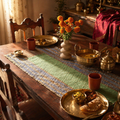 Madur Teal & Blue Handwoven Grass Runner, The Gathered Table. Handmade in India by House of Taraasha.