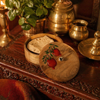 Rajasthan Hand-Painted Anar Mango Wood Roti Box, The Wood Table. Handmade in India by House of Taraasha.