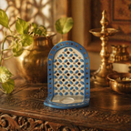 Blue Lippan Mud and Mirror Tea Light Holder, Still Light. Handmade in India by House of Taraasha.