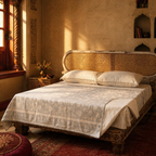 Sanganer Mulmul Hand-Printed Cotton Dohar, The Linen Room. Handmade in India by House of Taraasha.