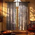 Lotus Cutwork Handwoven Semi-Sheer Cotton Curtain, The Draped Window. Handmade in India by House of Taraasha.