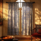 Lotus Cutwork Handwoven Semi-Sheer Cotton Curtain, The Draped Window. Handmade in India by House of Taraasha.