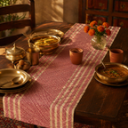 Madur Grass Woven Runner Blush Pink and Beige, The Gathered Table. Handmade in India by House of Taraasha.