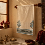 Block-Printed Waffle Hand-Printed Cotton Bath Towel, The Linen Room. Handmade in India by House of Taraasha.