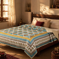 Sanganer Hand Block-Printed Mulmul Cotton AC Comforter, The Linen Room. Handmade in India by House of Taraasha.
