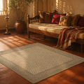Aqua Green Hand Block-Printed Cotton Floor Rug, The Woven Floor. Handmade in India by House of Taraasha.