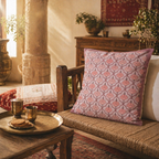 Royal Courtyards Dusty Pink Jaali & Floral Cushion Set, The Living Room. Handmade in India by House of Taraasha.