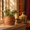 Natural Brown Kashmiri Willow Wicker Planter, The Art Wall. Handmade in India by House of Taraasha.