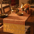 Applique Cutwork Runner Coral and Mustard, The Gathered Table. Handmade in India by House of Taraasha.