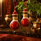 Channapatna Lacquered Wooden Dolls Natural Dyes Pair, Still Light. Handmade in India by House of Taraasha.
