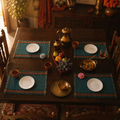 Teal Handwoven Grass Table Mat, The Gathered Table. Handmade in India by House of Taraasha.
