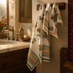 Marigold Hand Block-Printed Waffle Cotton Towel Set, The Linen Room. Handmade in India by House of Taraasha.