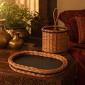 Kashmir Willow Serving Tray & Cutlery Caddy, The Brass Atelier. Handmade in India by House of Taraasha.