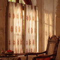 Floral Block-Print Sheer Pure Cotton Window Curtain, The Draped Window. Handmade in India by House of Taraasha.