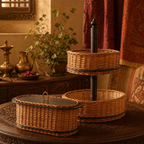 Kashmiri Willow Wicker Bread Box & Fruit Basket, The Wicker House. Handmade in India by House of Taraasha.