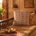 Ivory and Rust Hand Block-Printed Floral Cushion Cover. Handmade in India by House of Taraasha.