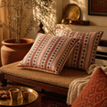 Maroon & Black Hand Block-Printed Cotton Cushion Cover, The Living Room. Handmade in India by House of Taraasha.